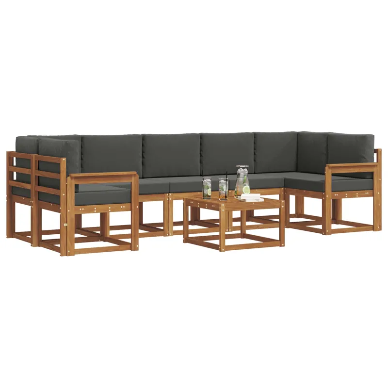 Lauko sofos komplektas su pagalve 8 pcs Natūralus ir antracitas