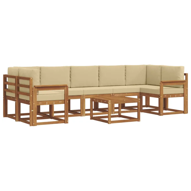 Lauko sofos komplektas su pagalve 8 pcs Natūralus ir bežinis