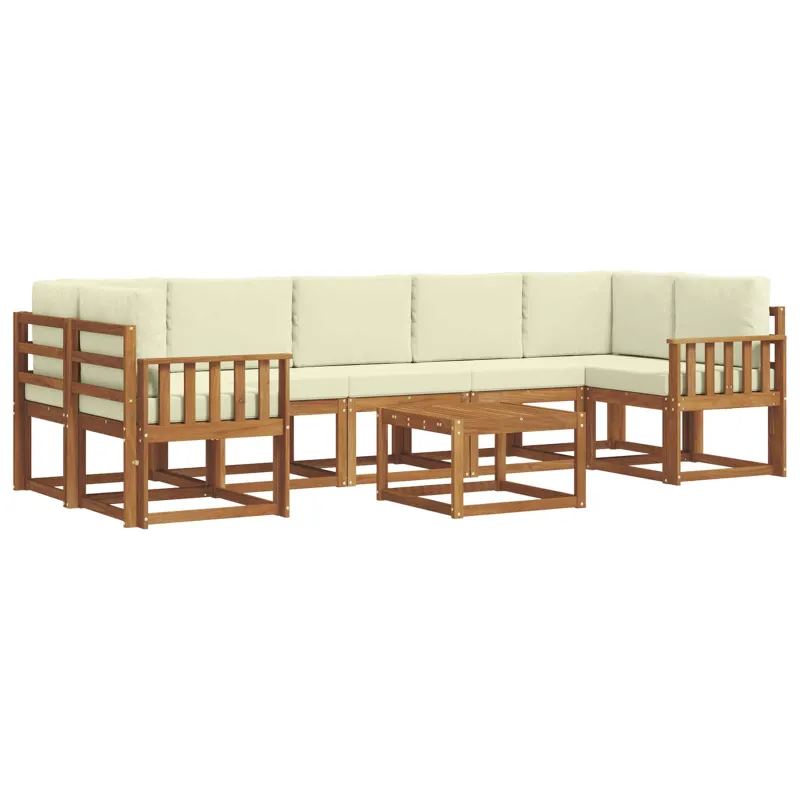 Lauko sofos komplektas su pagalve 8 pcs Natūralus ir grietinėlė