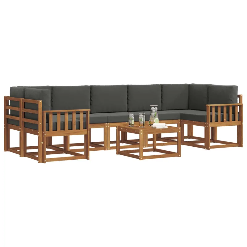 Lauko sofos komplektas su pagalve 8 pcs Natūralus ir antracitas