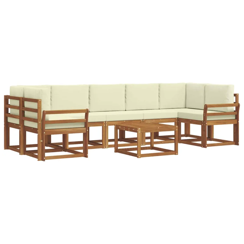 Lauko sofos komplektas su pagalve 8 pcs Natūralus ir grietinėlė