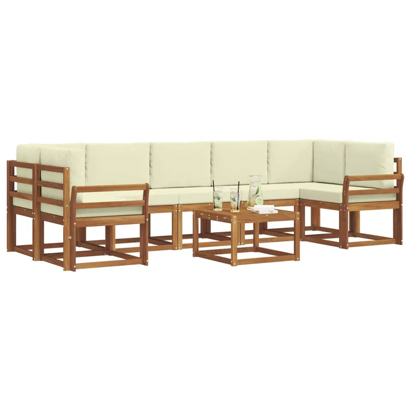 Lauko sofos komplektas su pagalve 8 pcs Natūralus ir grietinėlė