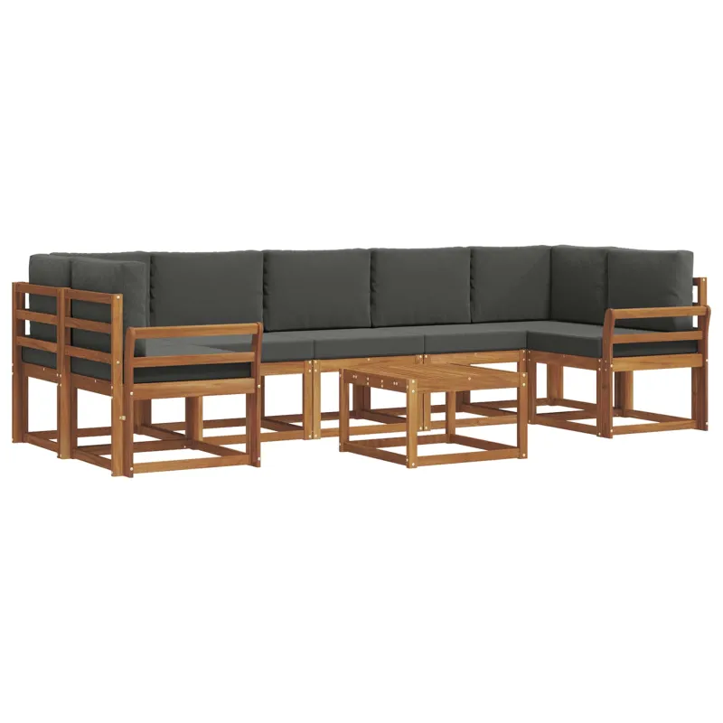 Lauko sofos komplektas su pagalve 8 pcs Natūralus ir antracitas