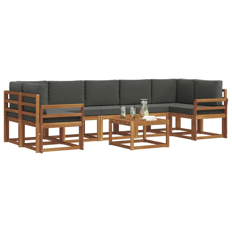 Lauko sofos komplektas su pagalve 8 pcs Natūralus ir antracitas