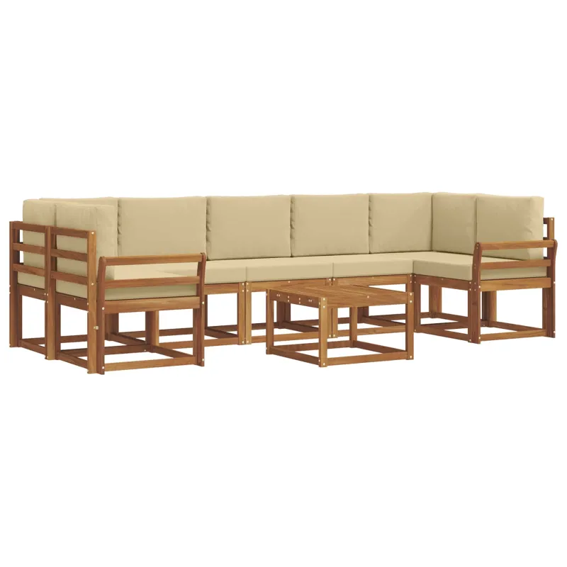 Lauko sofos komplektas su pagalve 8 pcs Natūralus ir bežinis