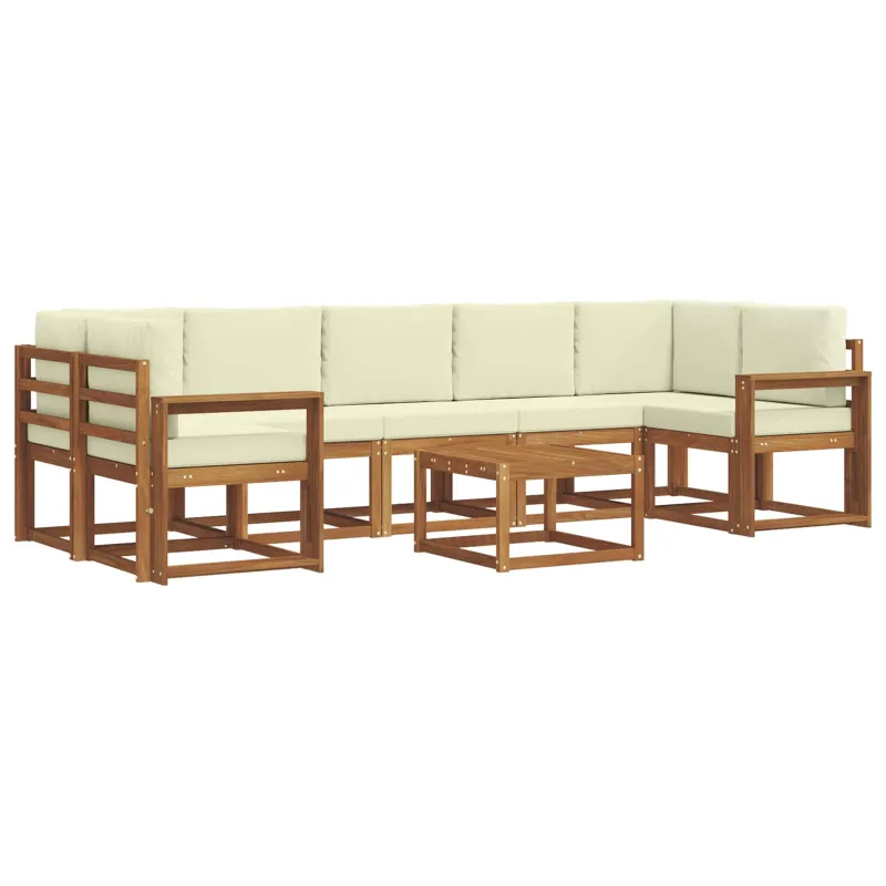 Lauko sofos komplektas su pagalve 8 pcs Natūralus ir grietinėlė