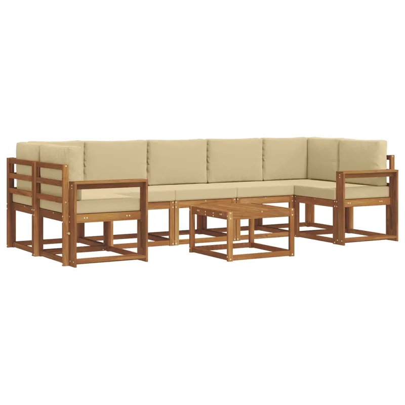 Lauko sofos komplektas su pagalve 8 pcs Natūralus ir bežinis