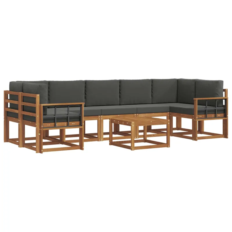 Lauko sofos komplektas su pagalve 8 pcs Natūralus ir antracitas