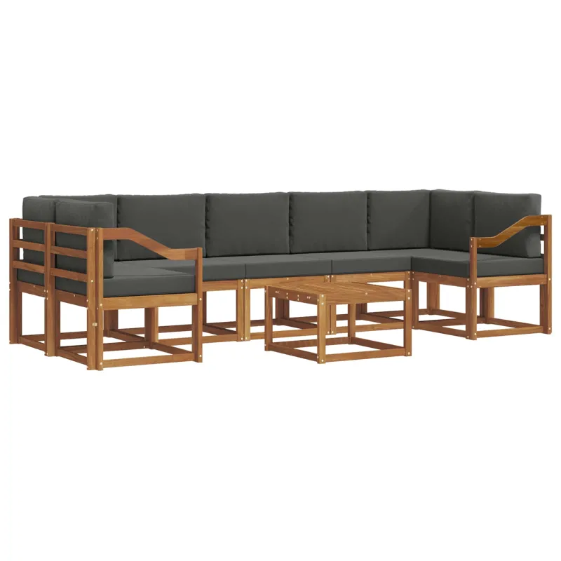 Lauko sofos komplektas su pagalve 8 pcs Natūralus ir antracitas