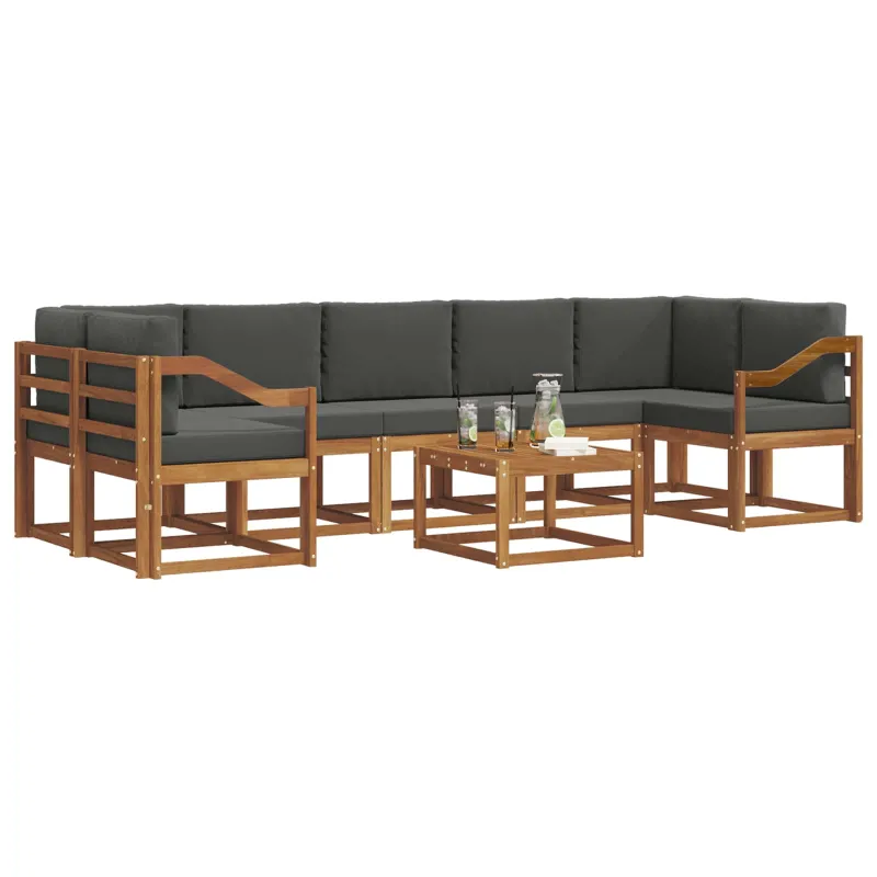 Lauko sofos komplektas su pagalve 8 pcs Natūralus ir antracitas