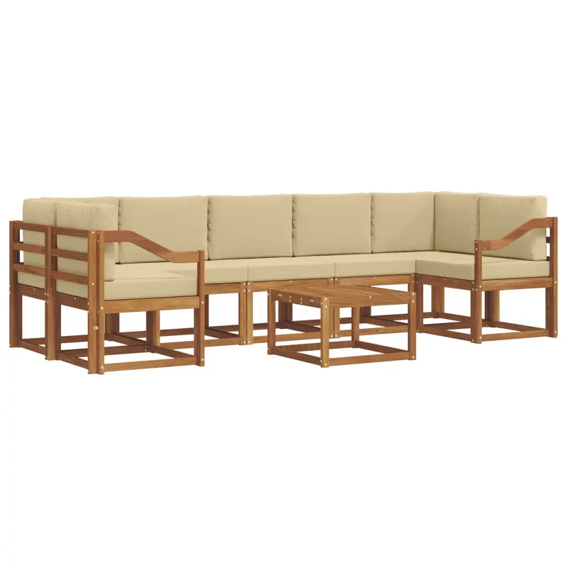 Lauko sofos komplektas su pagalve 8 pcs Natūralus ir bežinis