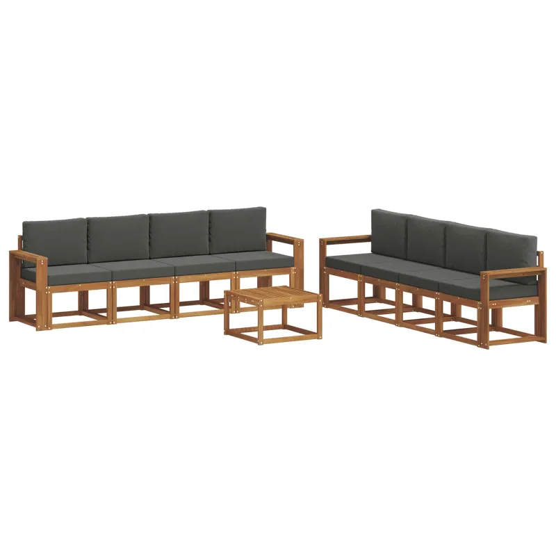 Lauko sofos komplektas su pagalve 9 pcs Natūralus ir antracitas