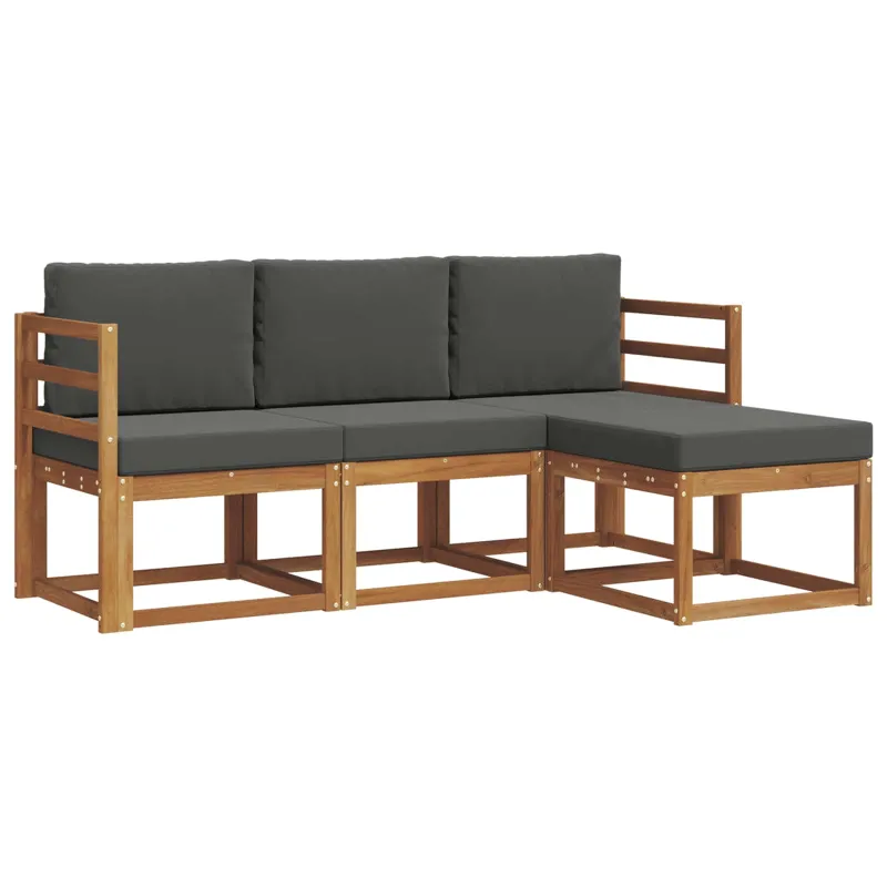 Lauko sofos komplektas su pagalve 4 pcs Natūralus ir antracitas