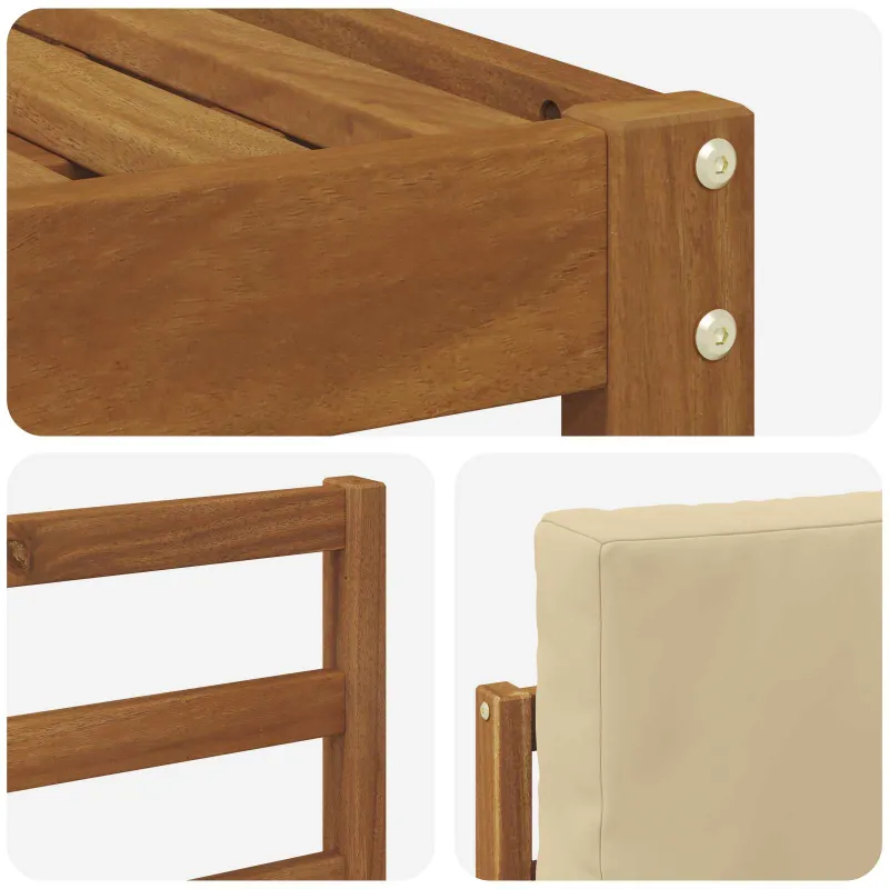 Lauko sofos komplektas su pagalve 4 pcs Natūralus ir bežinis