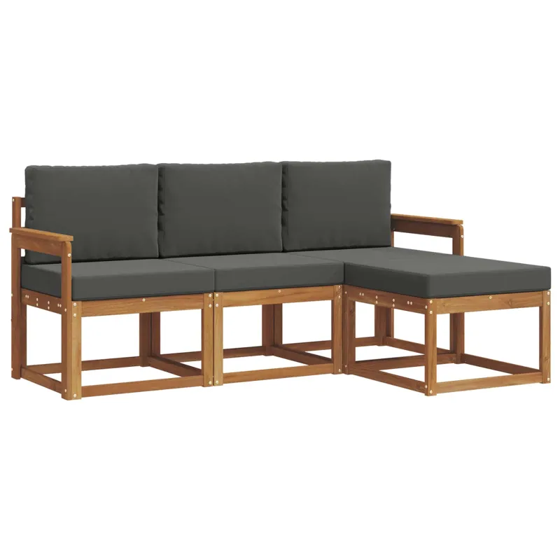 Lauko sofos komplektas su pagalve 4 pcs Natūralus ir antracitas