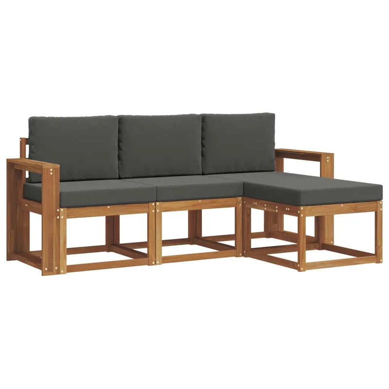 Lauko sofos komplektas su pagalve 4 pcs Natūralus ir antracitas