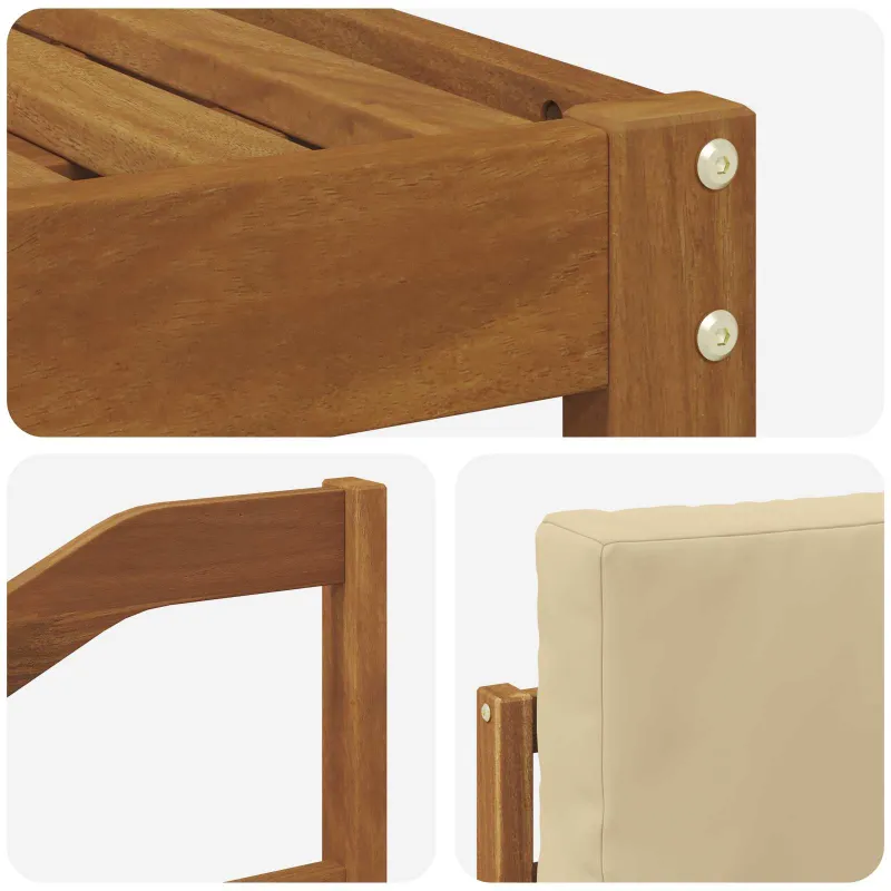 Lauko sofos komplektas su pagalve 4 pcs Natūralus ir bežinis