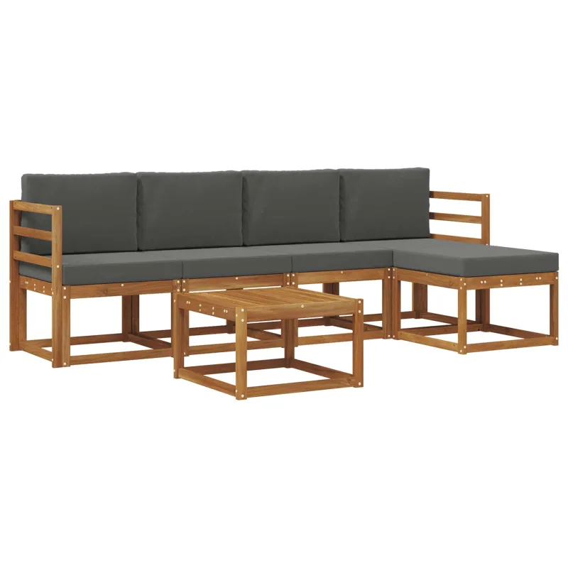 Lauko sofos komplektas su pagalve 6 pcs Natūralus ir antracitas