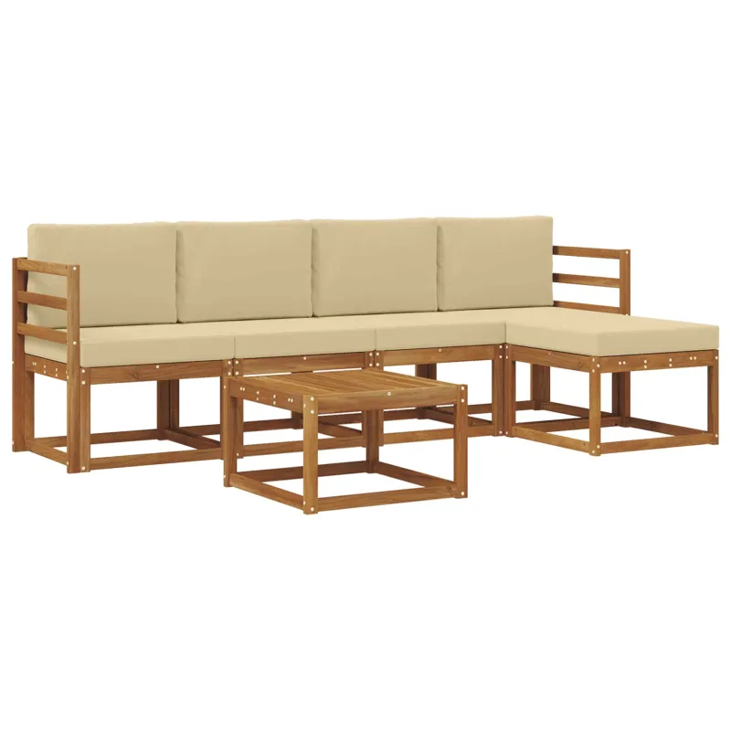 Lauko sofos komplektas su pagalve 6 pcs Natūralus ir bežinis
