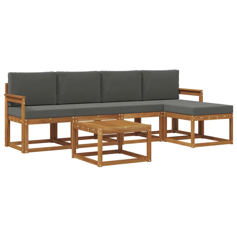 Lauko sofos komplektas su pagalve 6 pcs Natūralus ir antracitas