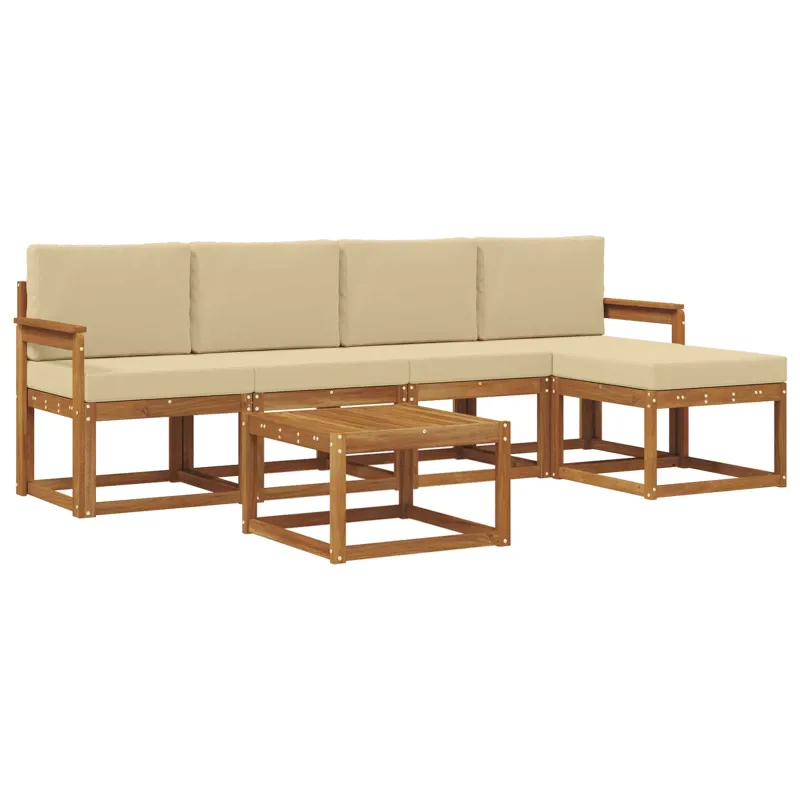 Lauko sofos komplektas su pagalve 6 pcs Natūralus ir bežinis
