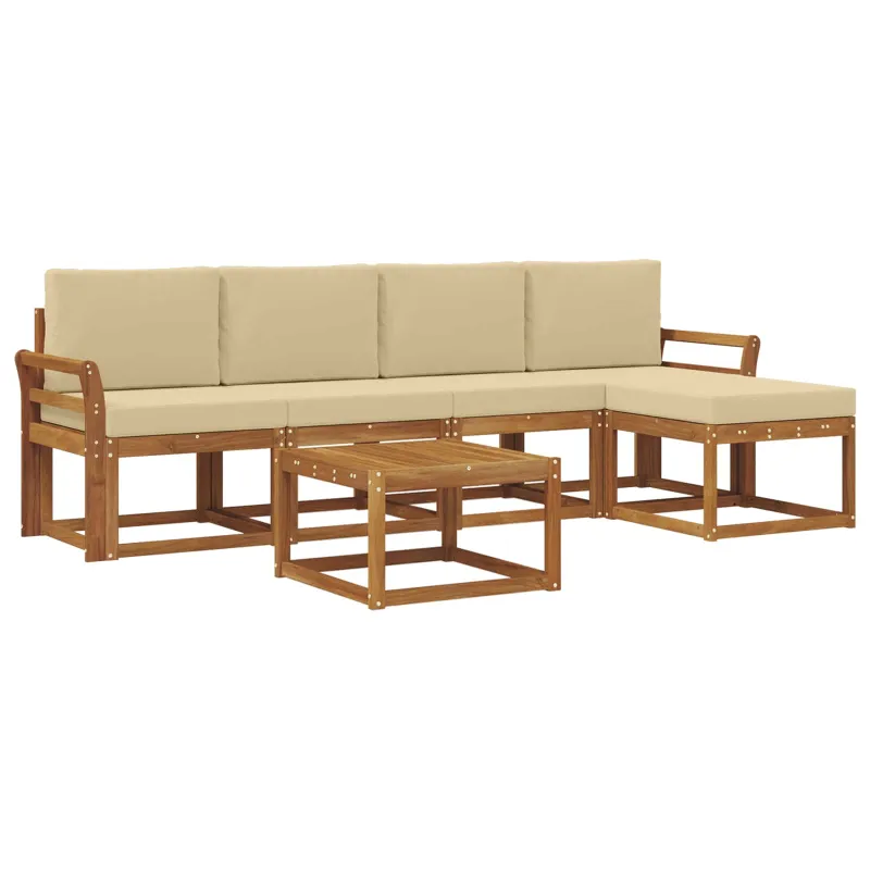 Lauko sofos komplektas su pagalve 6 pcs Natūralus ir bežinis