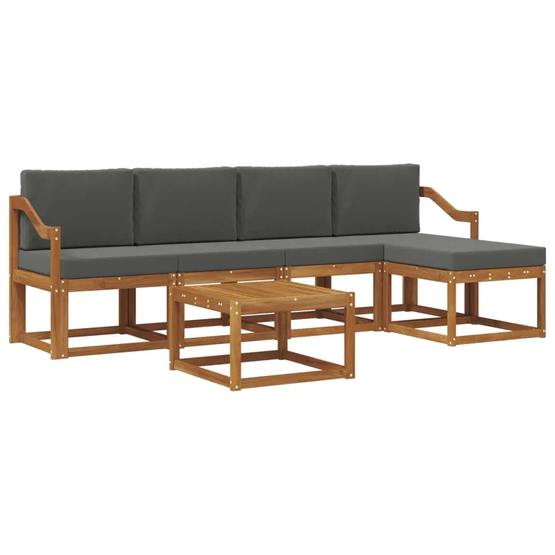Lauko sofos komplektas su pagalve 6 pcs Natūralus ir antracitas