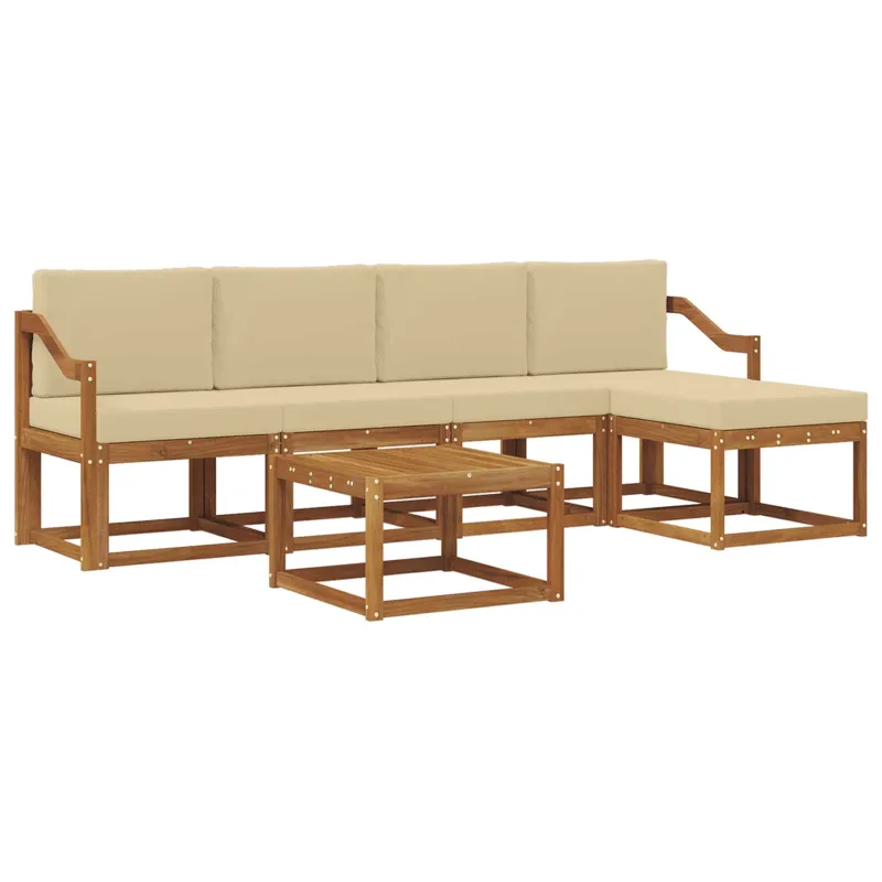 Lauko sofos komplektas su pagalve 6 pcs Natūralus ir bežinis