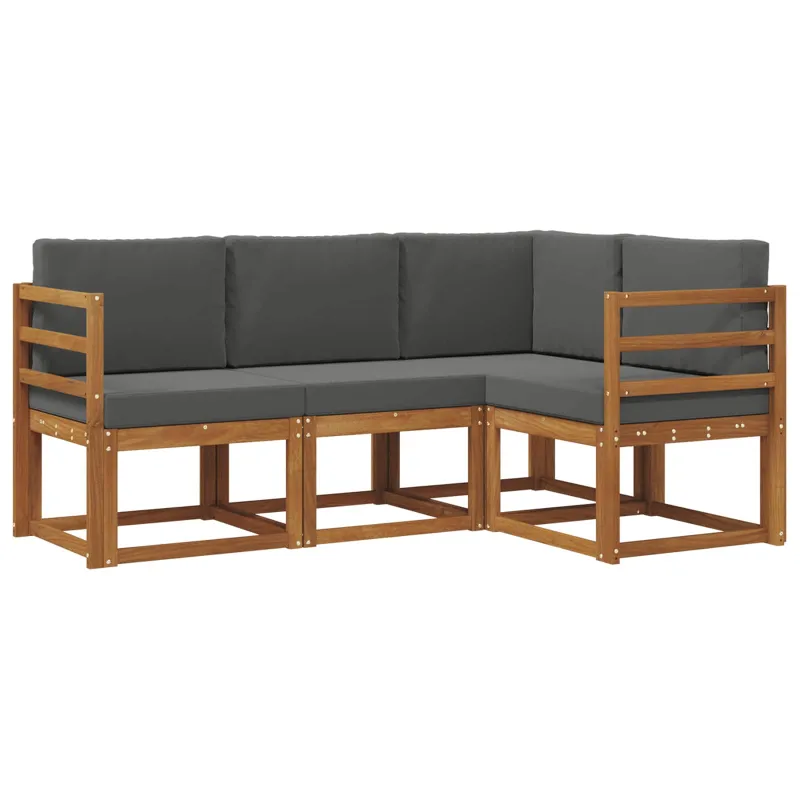 Lauko sofos komplektas su pagalve 4 pcs Natūralus ir antracitas
