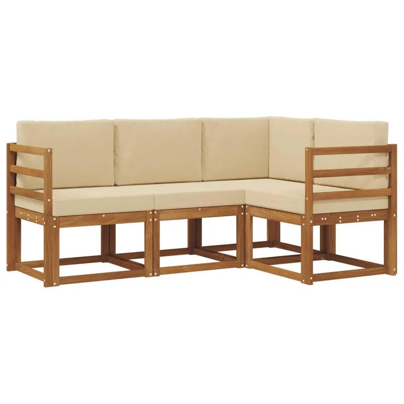 Lauko sofos komplektas su pagalve 4 pcs Natūralus ir bežinis