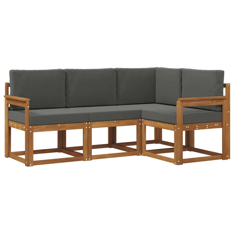 Lauko sofos komplektas su pagalve 4 pcs Natūralus ir antracitas