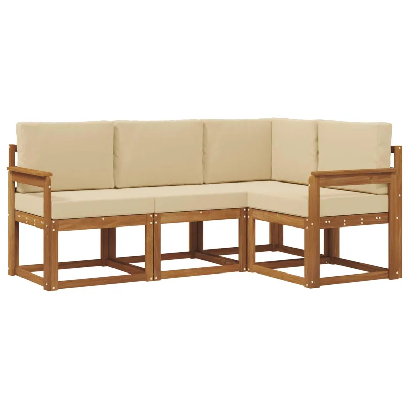 Lauko sofos komplektas su pagalve 4 pcs Natūralus ir bežinis