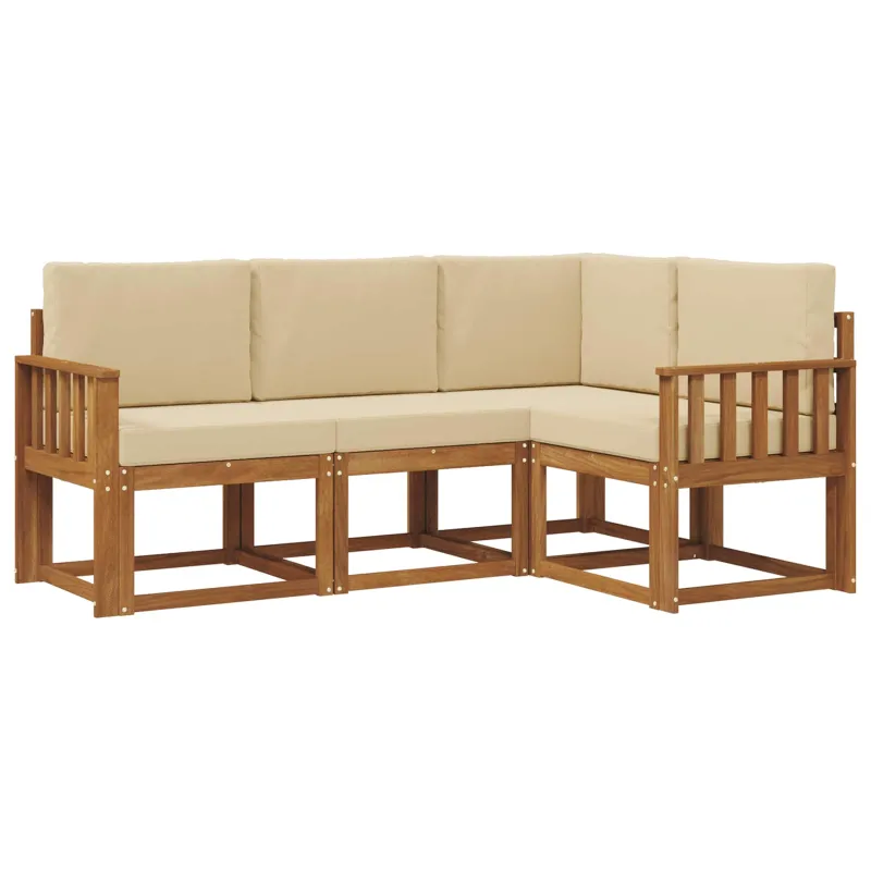 Lauko sofos komplektas su pagalve 4 pcs Natūralus ir bežinis