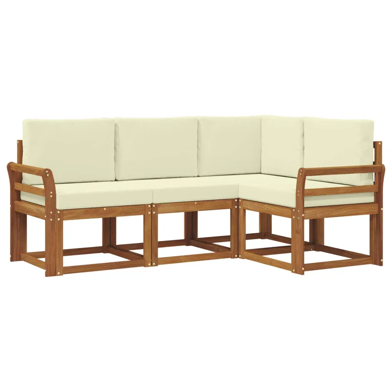 Lauko sofos komplektas su pagalve 4 pcs Natūralus ir grietinėlė