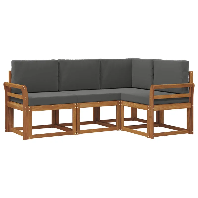 Lauko sofos komplektas su pagalve 4 pcs Natūralus ir antracitas