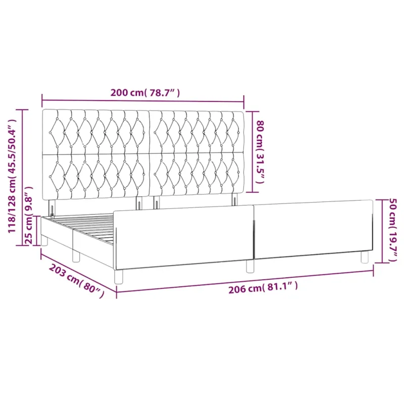 Lovos rėmas be čiužinio tamsiai žalias 200x200 cm aksomas