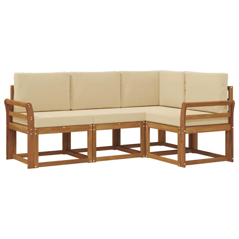 Lauko sofos komplektas su pagalve 4 pcs Natūralus ir bežinis