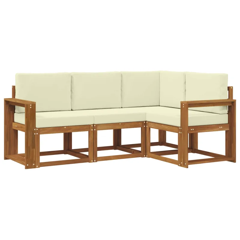 Lauko sofos komplektas su pagalve 4 pcs Natūralus ir grietinėlė