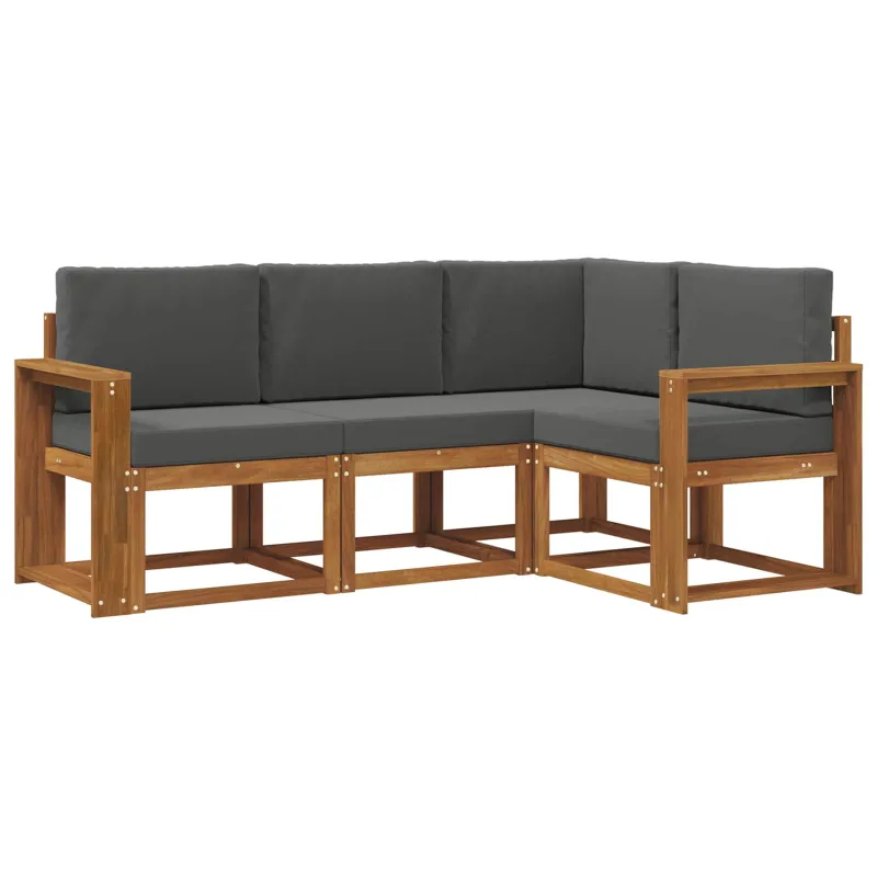 Lauko sofos komplektas su pagalve 4 pcs Natūralus ir antracitas
