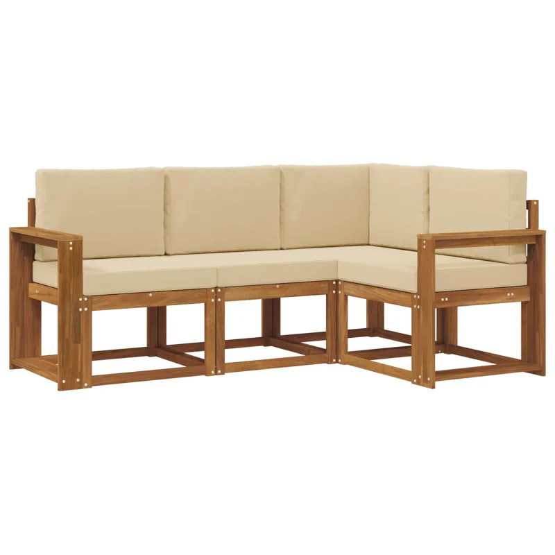 Lauko sofos komplektas su pagalve 4 pcs Natūralus ir bežinis