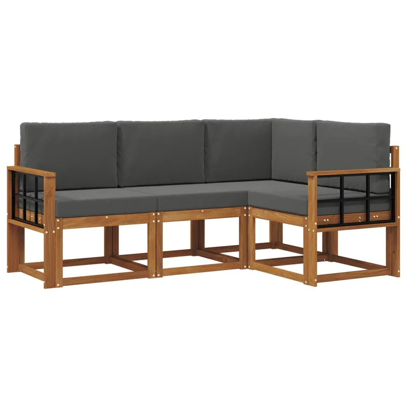 Lauko sofos komplektas su pagalve 4 pcs Natūralus ir antracitas