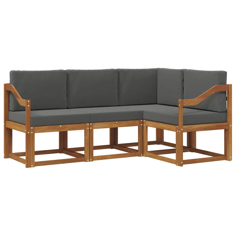 Lauko sofos komplektas su pagalve 4 pcs Natūralus ir antracitas