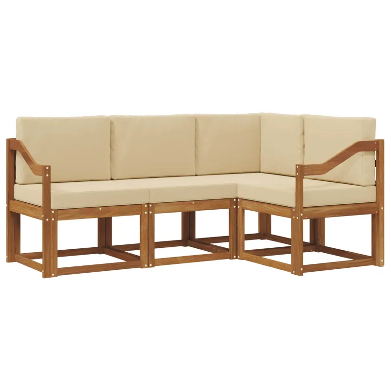 Lauko sofos komplektas su pagalve 4 pcs Natūralus ir bežinis