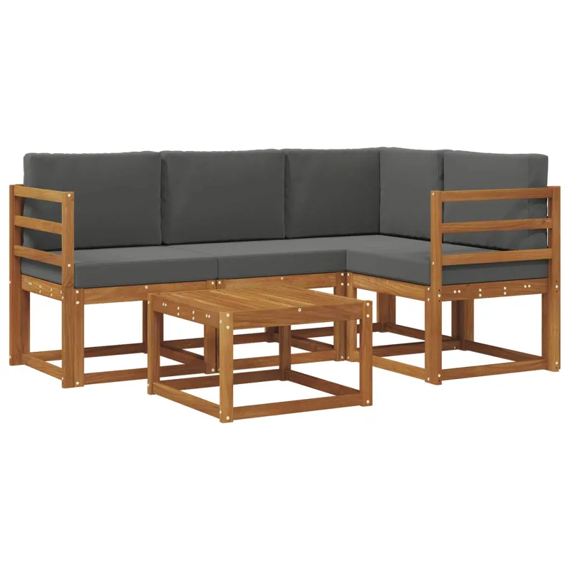 Lauko sofos komplektas su pagalve 5 pcs Natūralus ir antracitas