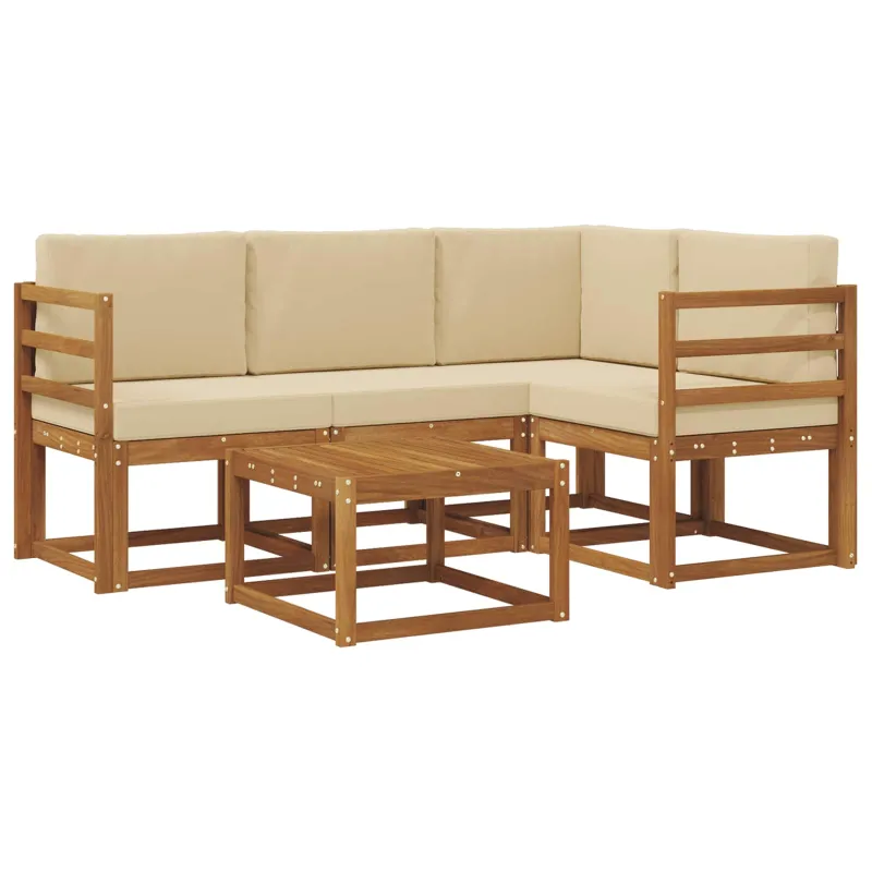 Lauko sofos komplektas su pagalve 5 pcs Natūralus ir bežinis