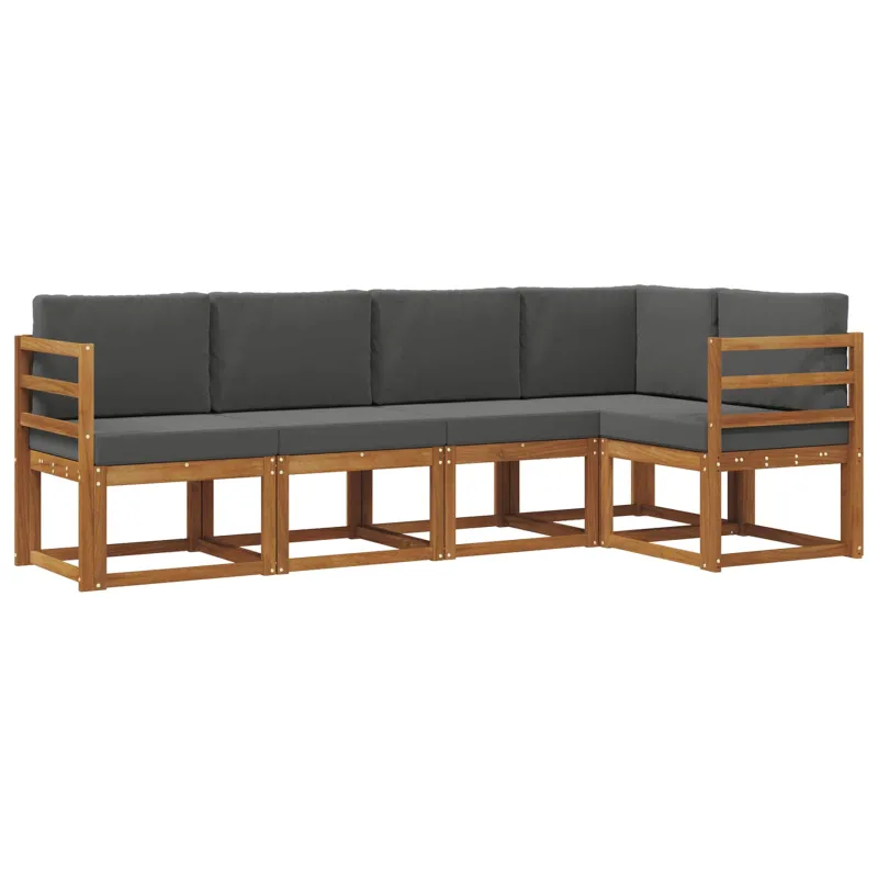 Lauko sofos komplektas su pagalve 5 pcs Natūralus ir antracitas