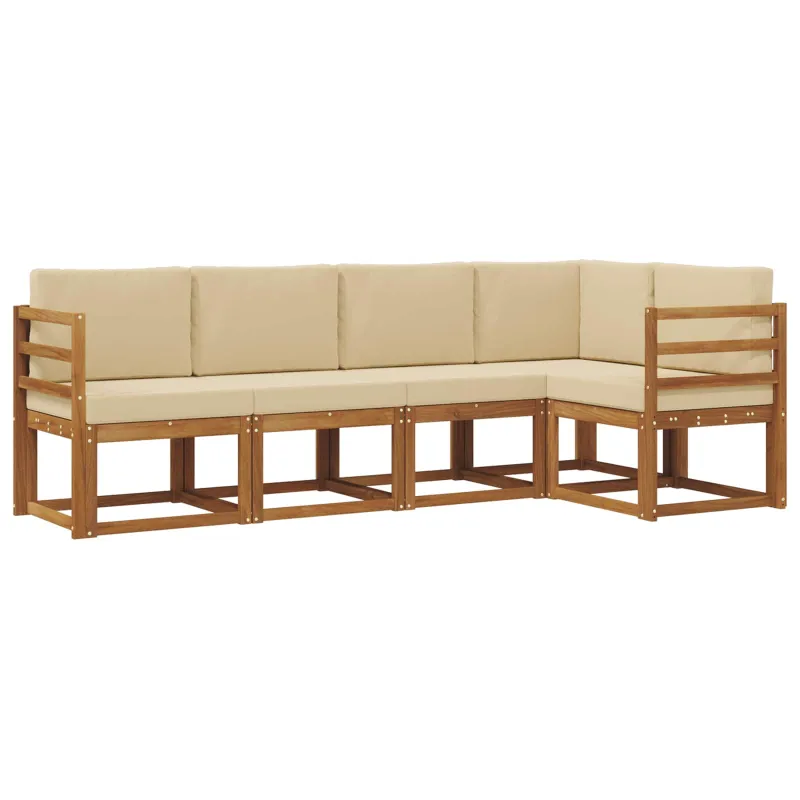 Lauko sofos komplektas su pagalve 5 pcs Natūralus ir bežinis