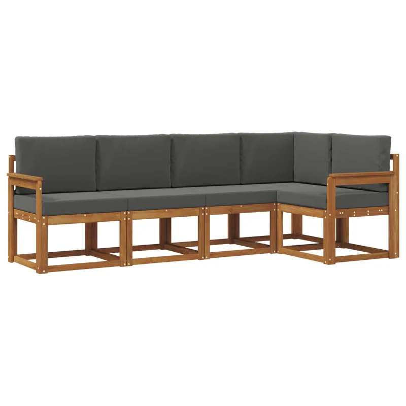 Lauko sofos komplektas su pagalve 5 pcs Natūralus ir antracitas