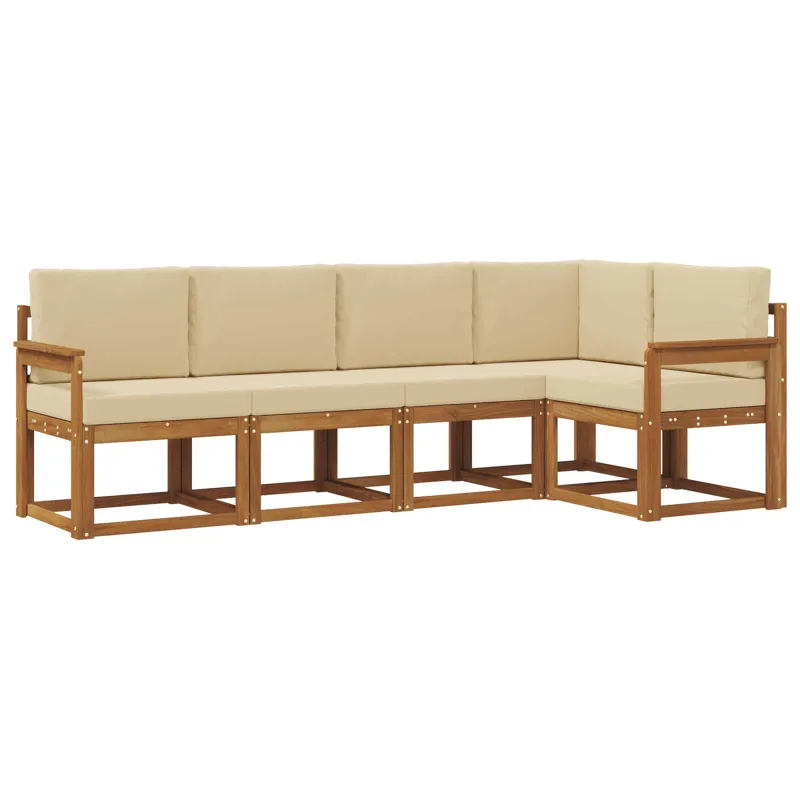 Lauko sofos komplektas su pagalve 5 pcs Natūralus ir bežinis