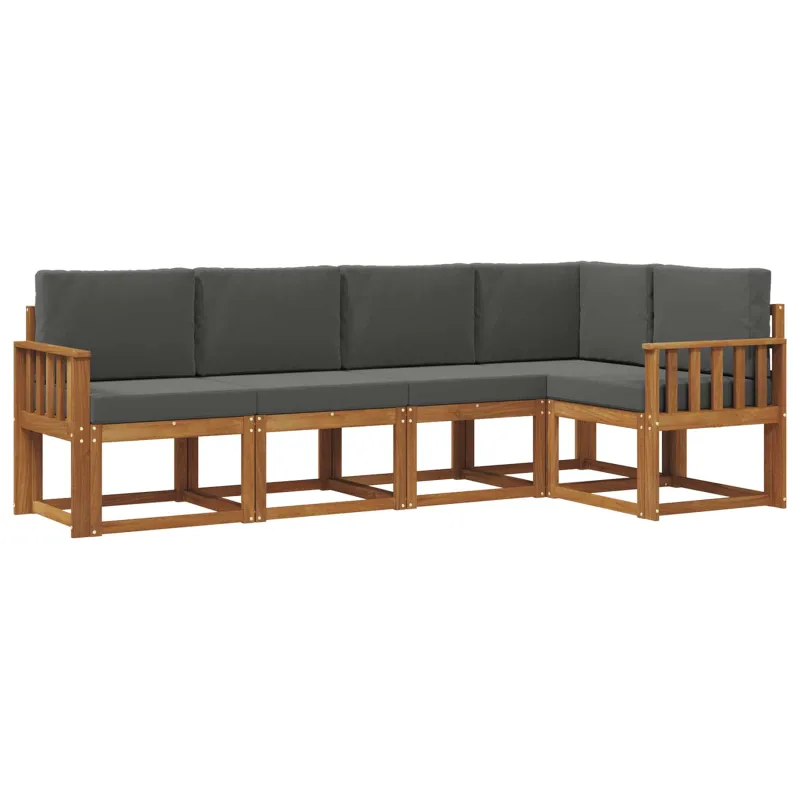 Lauko sofos komplektas su pagalve 5 pcs Natūralus ir antracitas